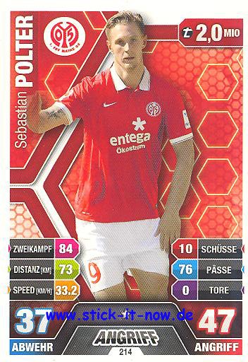 Match Attax 14/15 - Sebastian POLTER - FSV Mainz 05 - Nr. 214