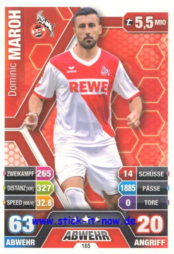 Match Attax 14/15 - Dominic MAROH - 1. FC Köln - Nr. 165